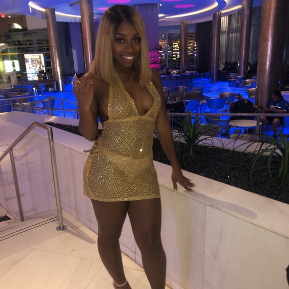 Custom Sparkly Gold Mini Dress - Picture 2 of 4